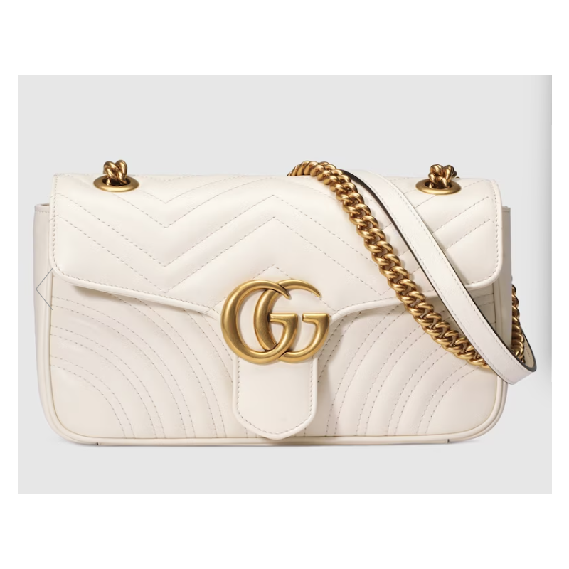 Gucci GG marmont Small Shoulder Bag- White leather