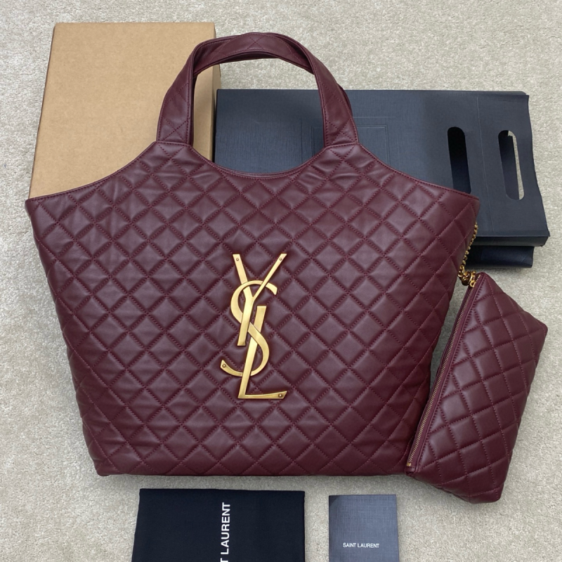 Saint Laurent Icare Maxi Shopping bag-Rouge Cabernet