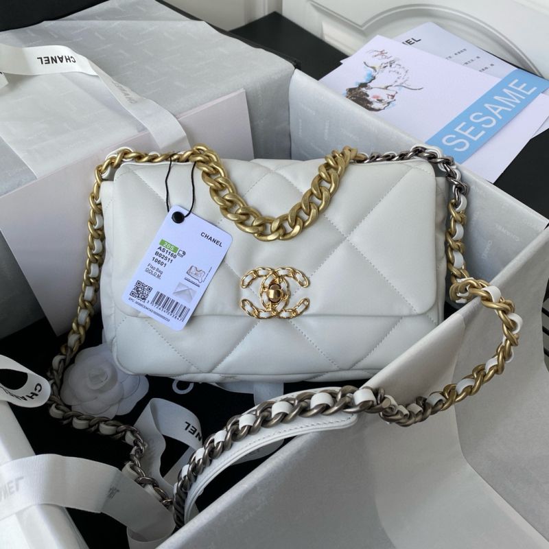 Chanel 19 Tasche Mittelgröße-White