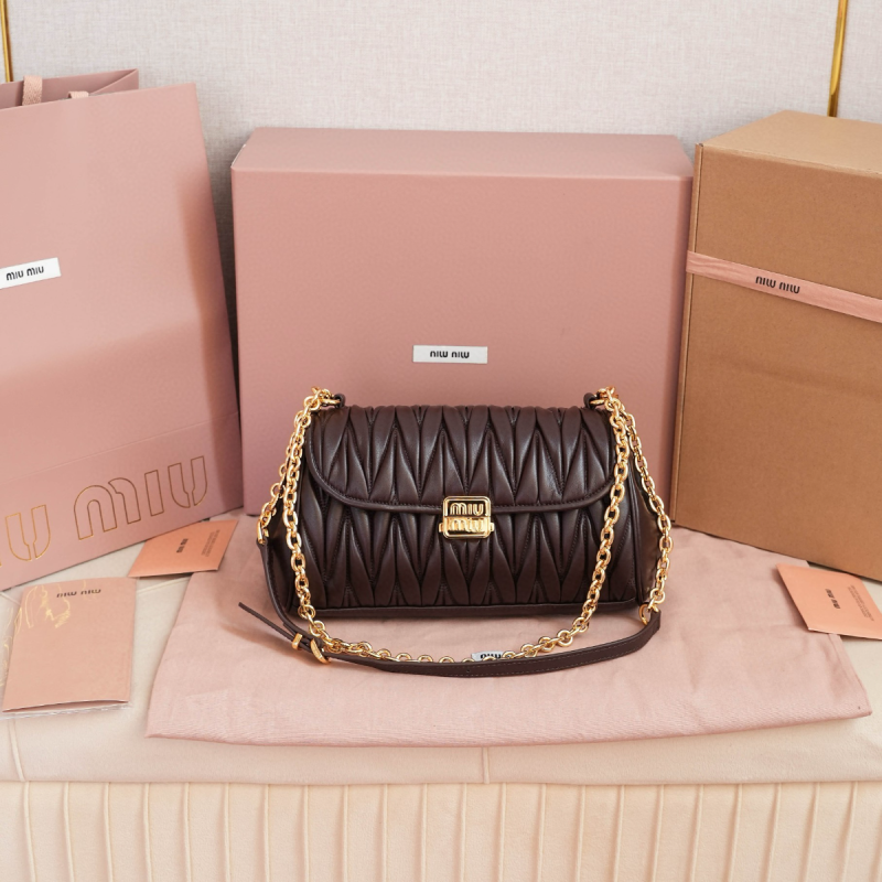 Matelassé nappa leather shoulder bag-Briarwood