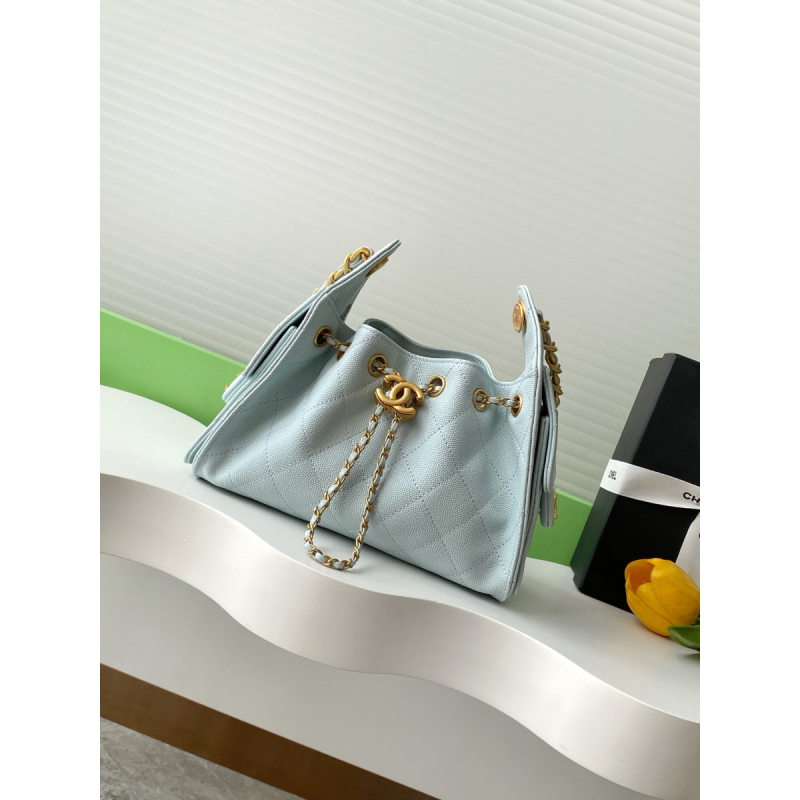 Chanel 25 Mini Bag in Grained Calfskin-Light blue