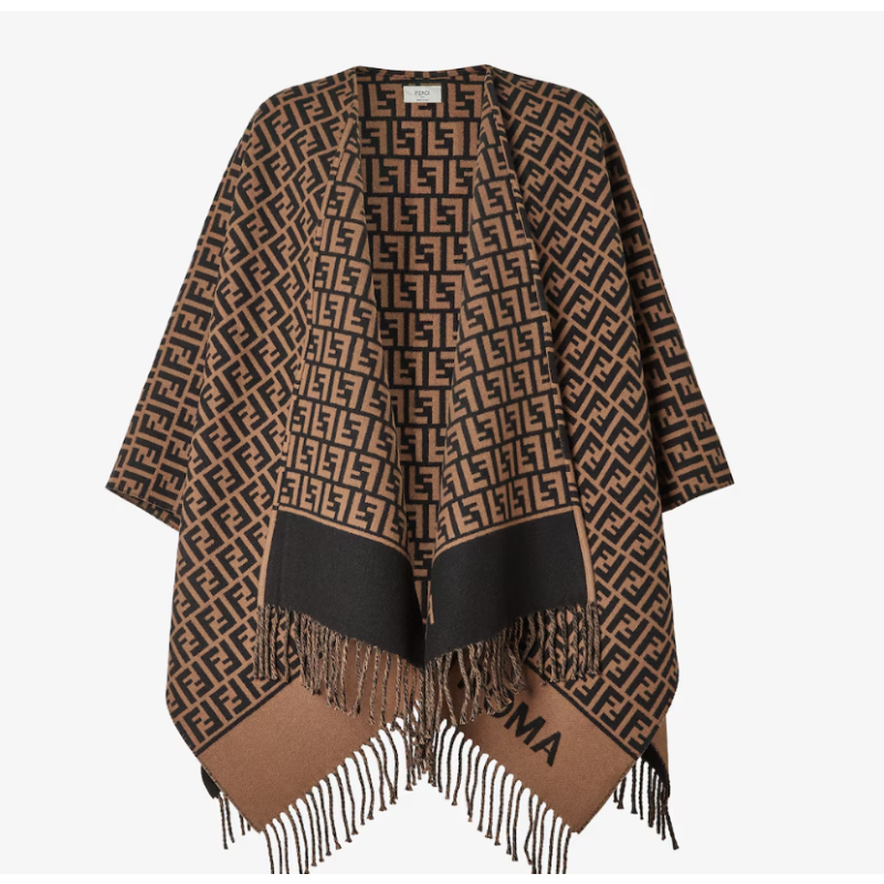 Fendi Wool and Cashmere FF Poncho